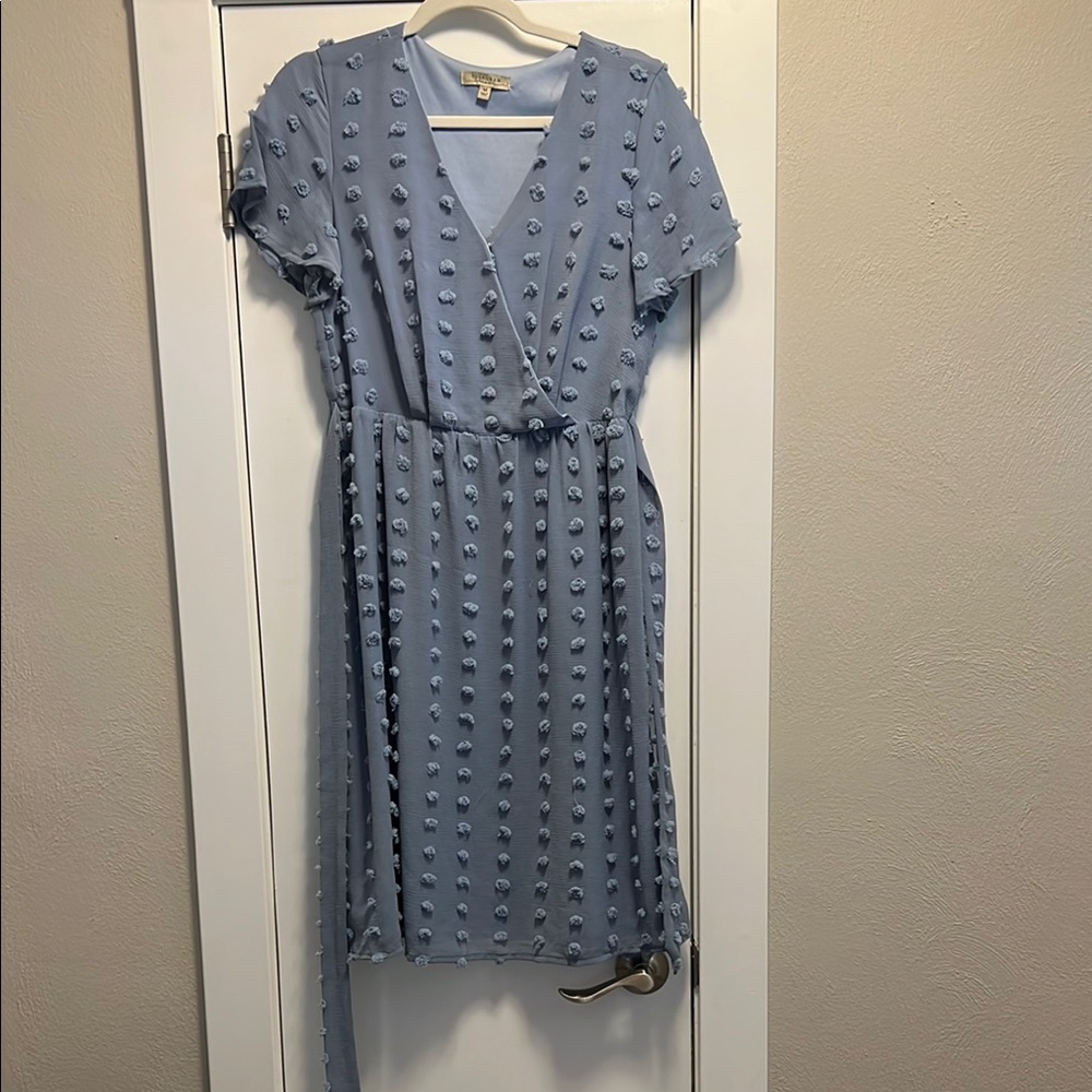 Polagram Gray Flutter Sleeve V-Neck Sundress